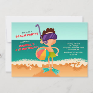 Invitation Jeune garçon à l'invitation de plage
