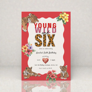 Invitation Jeune Sauvage et Six Fleur d'Anniversaire
