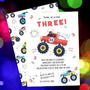 Invitation Jeune, Sauvage et Trois Anniversaire de Monster Tr
