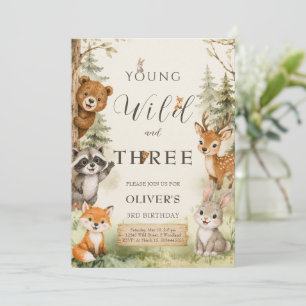 Invitation Jeune, sauvage et trois ans - Anniversaire 3 ans R