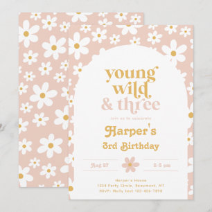 Invitation Jeune, Sauvage et Trois Daisy   Marguer
