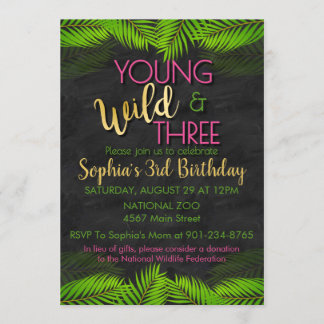 Invitation Jeune sauvage et trois fêtes Wild 3e anniversaire