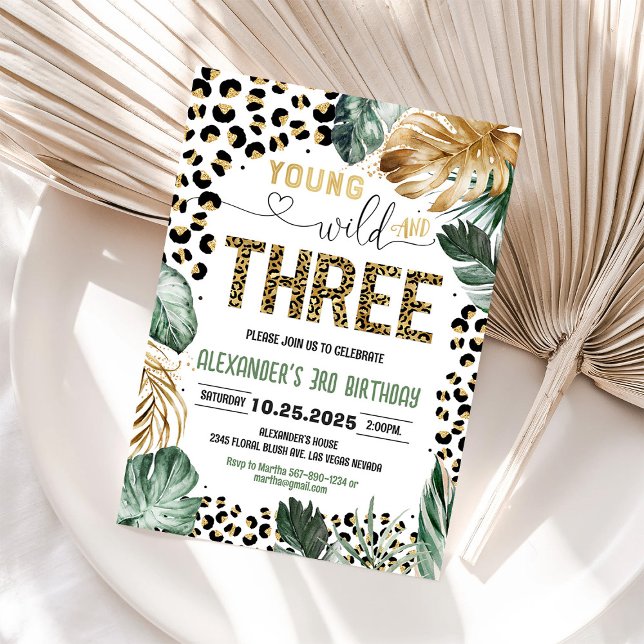 Invitation Jeune Sauvage et Trois Léopards de la Jungle 3ème  (Créateur téléchargé)