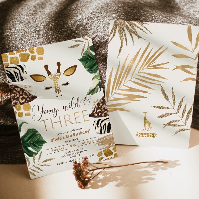 Invitation Jeune sauvage et Trois Safari 3ème anniversaire (Créateur téléchargé)
