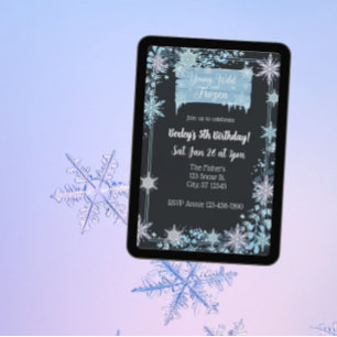 Invitation Jeune, Sauvage & Flocon de Neige Anniversaire
