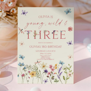 Invitation Jeune Sauvage & Troisième Fête d'anniversaire de 3