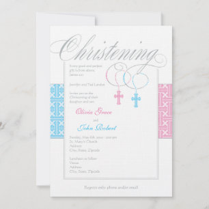 Invitation Jeunes garçons et filles jumeaux Christening Invit