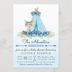 Invitation Jeunes garçons Tribal TeePee Boho Baby Shower Invi