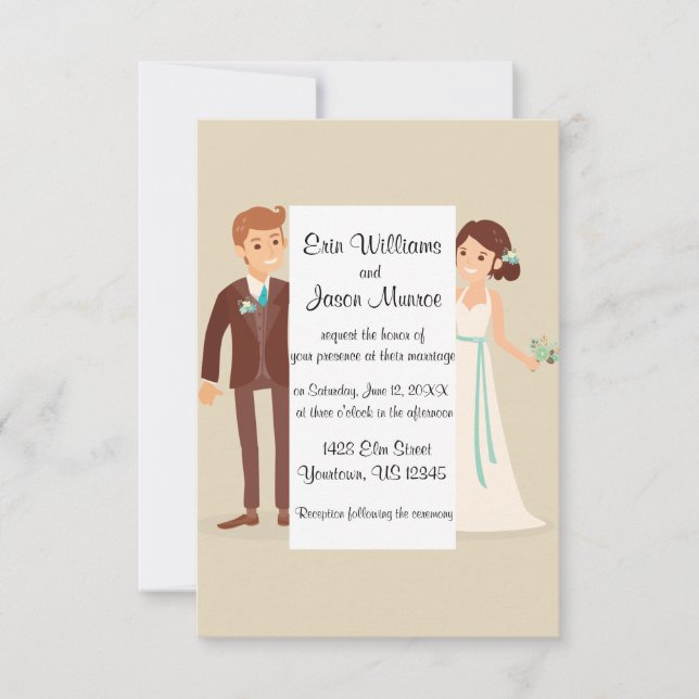 Invitation Jeunes mariés de bande dessinée (Devant)