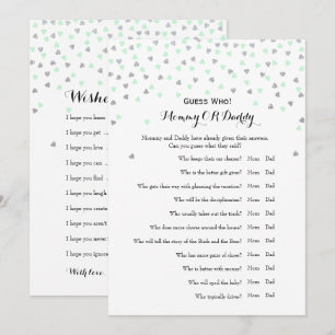 Invitation Jeux Baby showers Mint 2x souhaits  Devinez qui