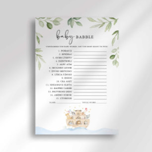 Invitation Jeux de babillage pour bébé Shower de l'arche de N