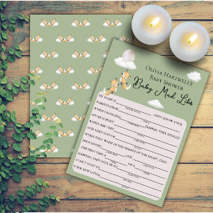 Invitation Jeux de Baby Mad Libs avec des renardeaux jumeaux