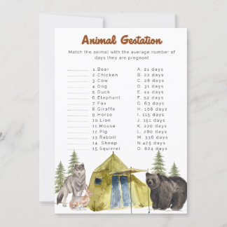 Invitation Jeux de Baby shower de la manifestation animale