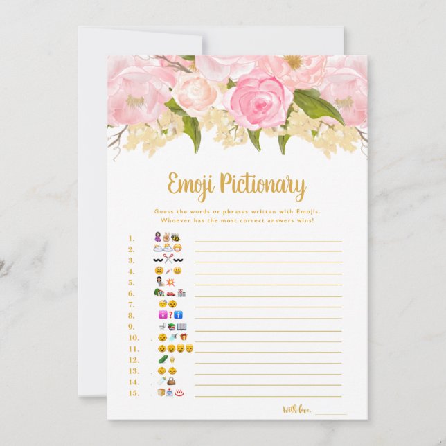 Invitation Jeux de Baby shower Pink And Gold Emoji Pictionary (Devant)