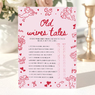 Invitation Jeux de baby shower Pink Valentine Old Wives Tales