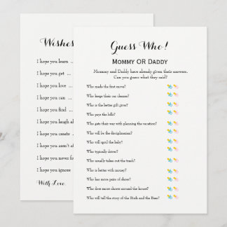 Invitation Jeux de baby shower - Voeux pour bébé et Devinez q