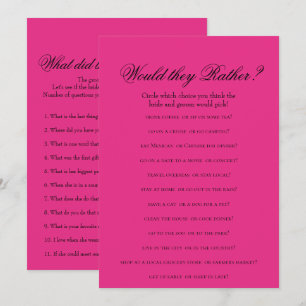 Invitation Jeux de Fête des mariées rose chaud double face