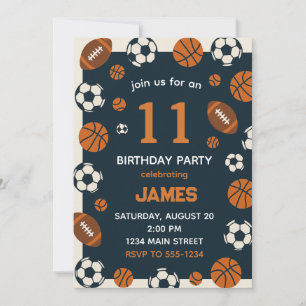 Invitation Jeux de football de sport de garçon Thème Annivers