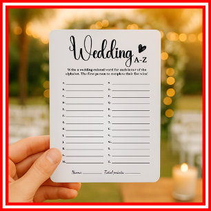 Invitation Jeux de Salle de Mariage A-Z Drôle de Jeu d'Alphab