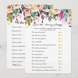 Invitation Jeux floraux chics x2 de baby shower de jardin
