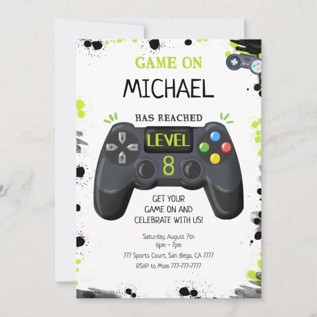 Invitation Jeux Vidéo Anniversaire (Devant)