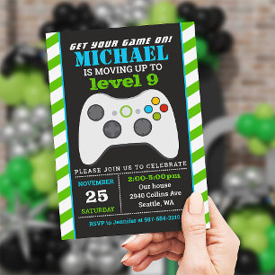 Invitation jeux vidéo, anniversaire de la fête de 
