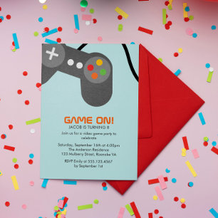 Invitation Jeux vidéo fête d'anniversaire