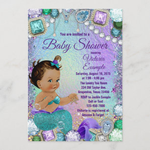 Invitation Jewel Mermaid Baby shower ethnique de sirène