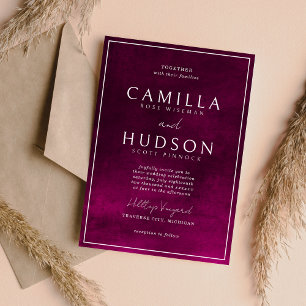 Invitation Jewel Tone Romance   Garnet   Mariage minimal