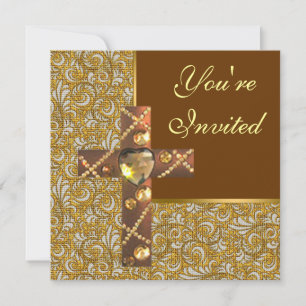 Invitation Jeweled Christian Cross Party Invite