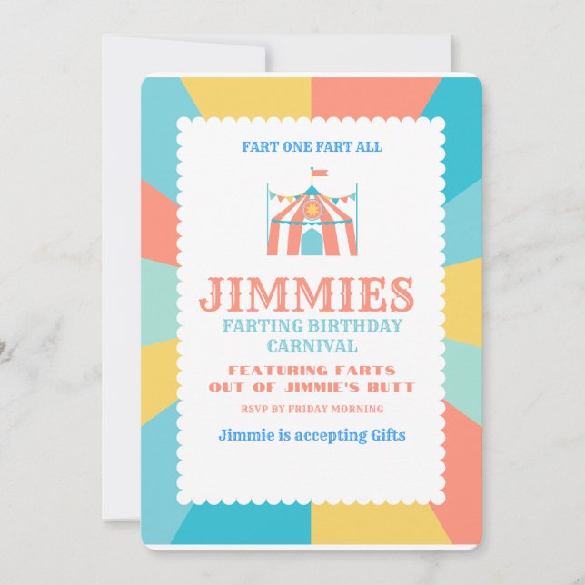 Invitation Jimmies Farting Carnaval (Devant)