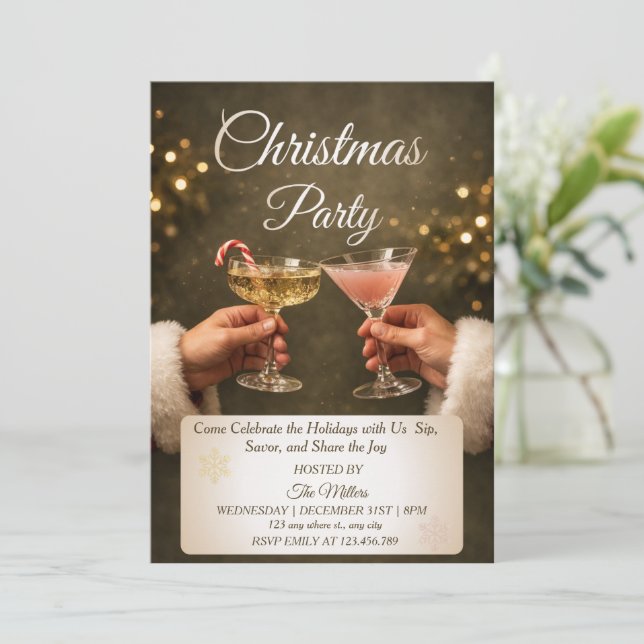 Invitation Jingle And Mingle Christmas Cocktail Party  (Debout devant)