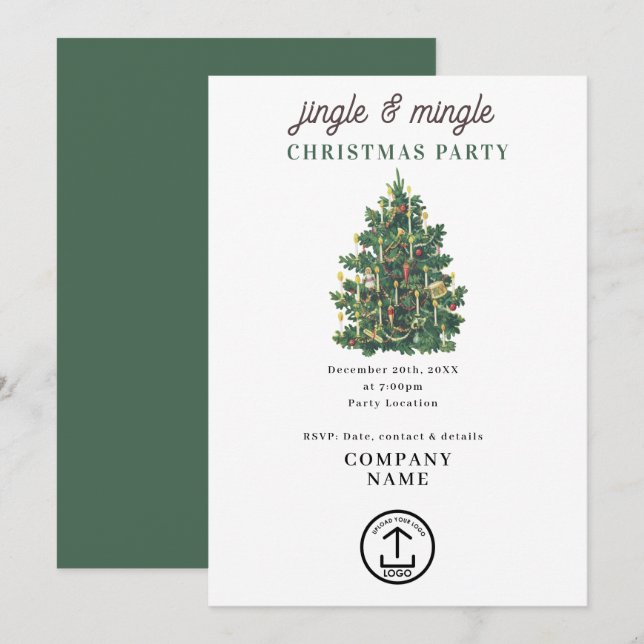Invitation Jingle and Mingle Holiday Business Christmas Party (Devant / Derrière)