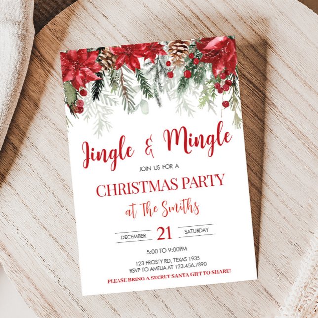 Invitation Jingle et Mingle Fête de Noël Berries (Holiday Jingle and Mingle Berries Christmas Party Invitation)