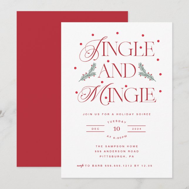 Invitation Jingle et Mingle Fête de Vacances (Devant / Derrière)