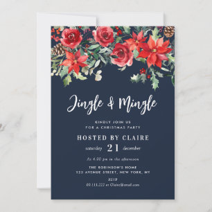 Invitation jingle et mingle marine bleu fête de noël