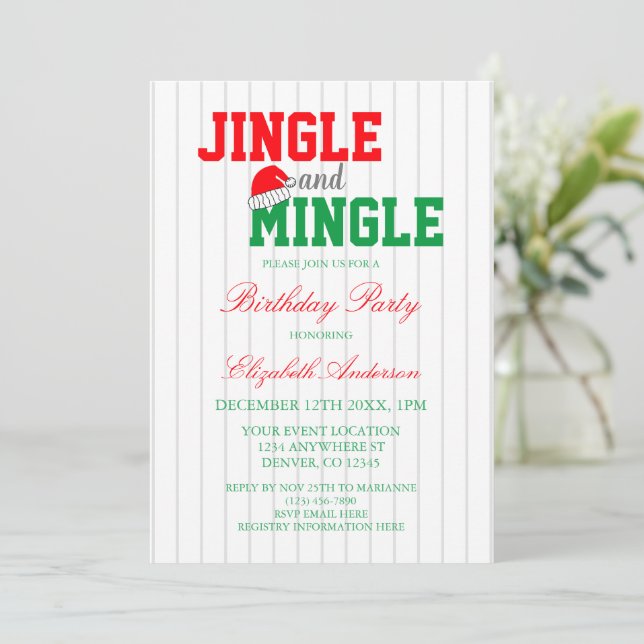 Invitation Jingle et Mingle Noël Anniversaire (Debout devant)