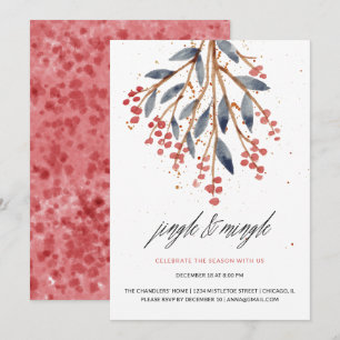 Invitation Jingle et Mingle Noël Verdure et Berry Rouge