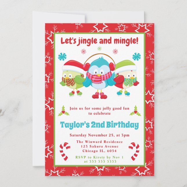 Invitation Jingle et Mingle Owls Anniversaire de enfant de No (Devant)