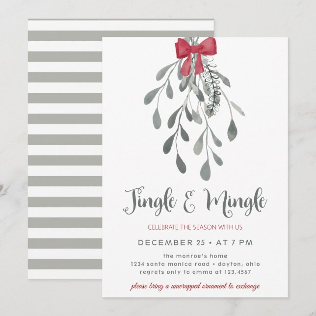 Invitation Jingle et Mingle sous le mistletoe Holiday (Devant / Derrière)