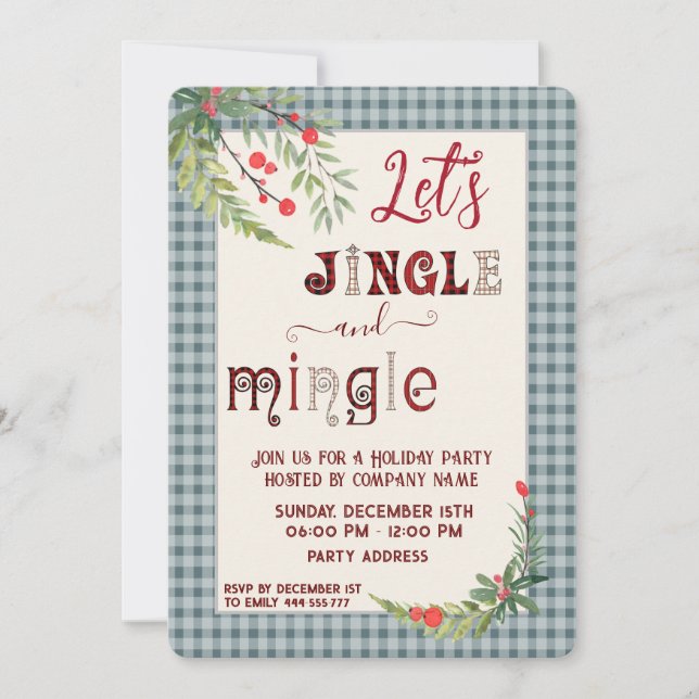 Invitation Jingle & mêler plaid fête de vacances entreprise (Devant)