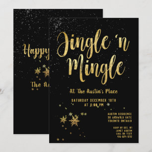 Invitation Jingle Mingle Black Gold Calligraphie