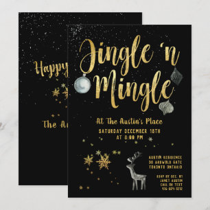 Invitation Jingle Mingle Black Gold Calligraphie