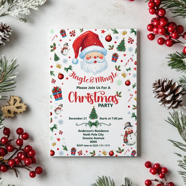 Invitation Jingle & Mingle Cute Père Noël fête de Noël (Créateur téléchargé)