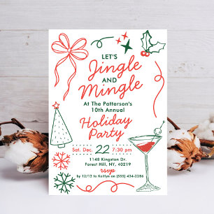 Invitation Jingle & Mingle Fête de Cocktail de Fêtes