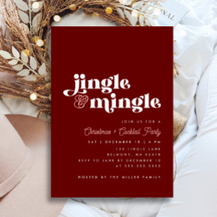 Invitation Jingle Mingle Modern Maroon Holiday Cocktail Party