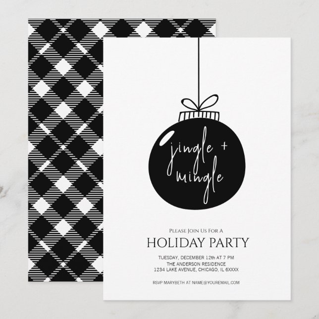 Invitation Jingle & Mingle moderne Noël Ornament (Devant / Derrière)