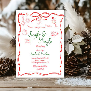 Invitation Jingle Mingle Noël Gribouillages Rouges