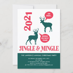 Invitation Jingle & Mingle Reindeer Fun de Noël