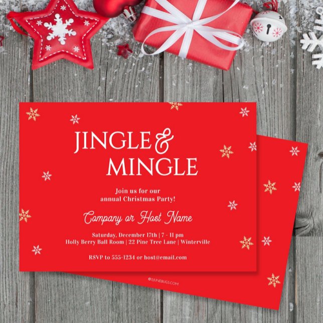 Invitation Jingle & Mingle Snowflakes Red Christmas Party (Créateur téléchargé)